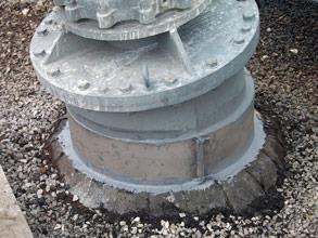 Пластины приклеены с помощью Belzona 1161 (Super UW-Metal)