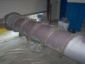 Шнек защищен с помощью Belzona 1812 (Ceramic Carbide FP)