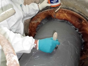 Нанесение покрытия Belzona 5851 (HA-Barrier) на трубу подачи горячей воды